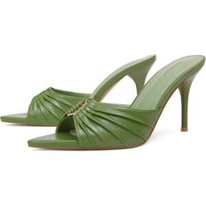 Iiimmu Women Size 7.5 Lime Green 3.5" Stiletto High Heels Pointed Peep Toe Shoes